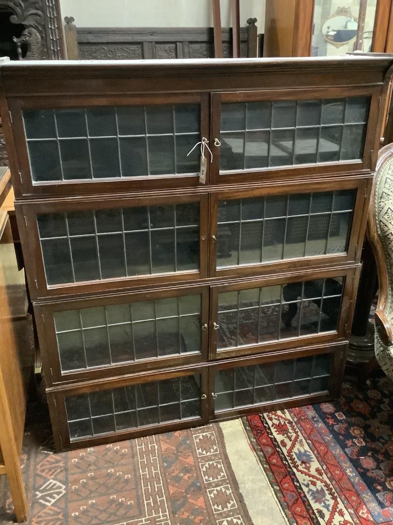 A Globe Wernicke style mahogany four section bookcase, no base, width 106cm depth 236cm